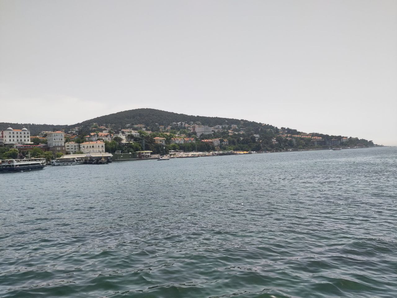 View to Burgazada on a less sunny day from the ferry towards Adalar