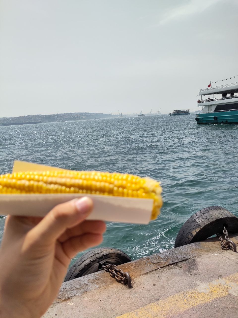 Boiled corn for 30 TL which is available about everywhere in Istanbul